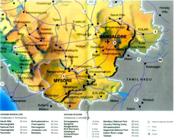Bangalore And Mysore Map